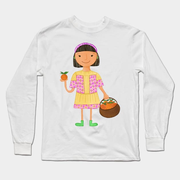 Orange girl Long Sleeve T-Shirt by SanMade